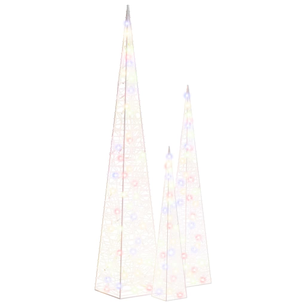 Acrylic Decorative LED Light Cone Set Multicolour 60/90/120cm